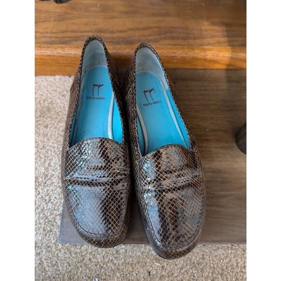 Thierry Rabotin EU 39 US 9 Brown Leather Snakeskin Slip on Loafers - Picture 1 of 6